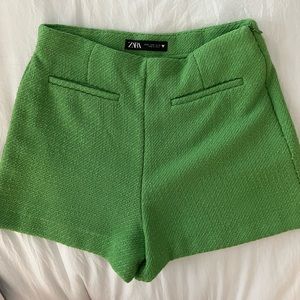Zara Green Structured Shorts